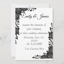 Convites “Black & White Floral Wedding Invitation