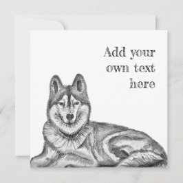 Convites Black & White Ink & Watercolor Siberian Husky
