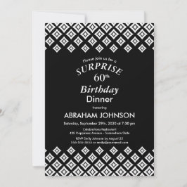 Convites Black White Modern Surprise 60th Birthday Janto