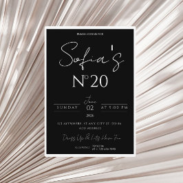 Convites Black & White Old Money Birthday Invitation