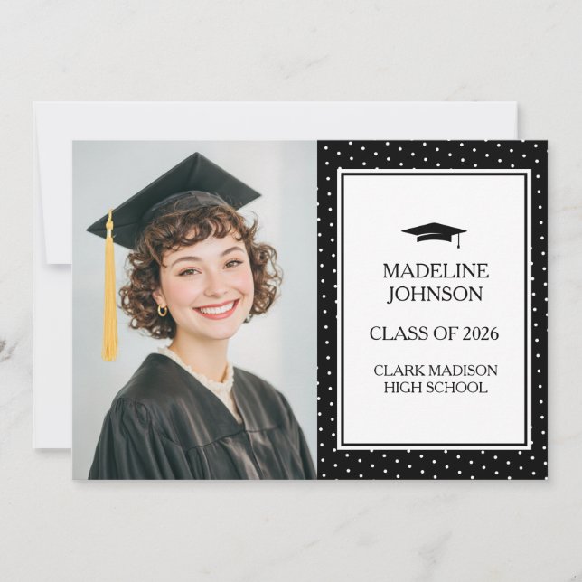 Convites Black & White Photo 2026 Graduation Announcement (Frente)