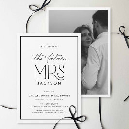 Convites Black & White Photo Bridal Shower Invitation