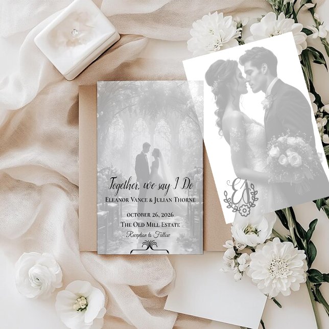 Convites Black & White Photo Wedding Invitation | Elegant  (Criador carregado)