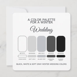 Convites Black White Soft Gray Winter Wedding Palette Card