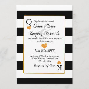 Convites Black & White Stripes King & Queen Cards