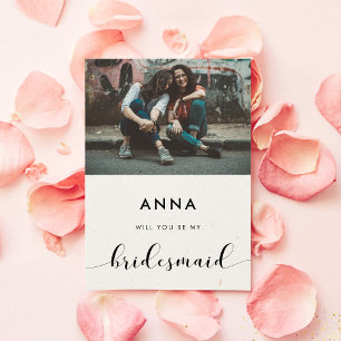 Convites Black & white Will you be my bridesmaid photo card