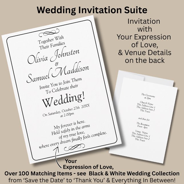 Convites Black & White with Infinity Scroll Wedding Suite, (Criador carregado)