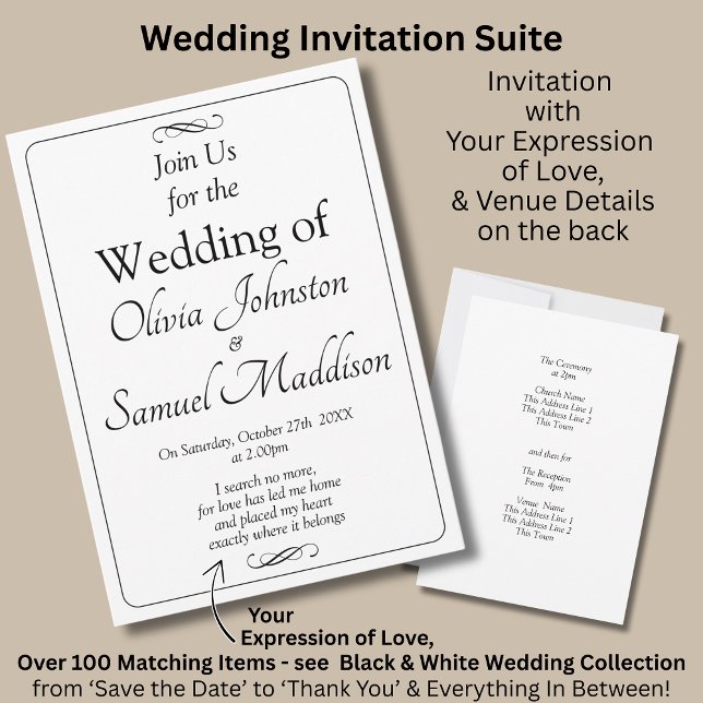 Convites Black & White with Infinity Scroll Wedding Suite, (Criador carregado)