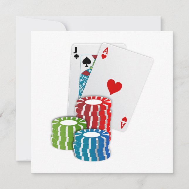 Convites Blackjack com Chips Poker (Frente)