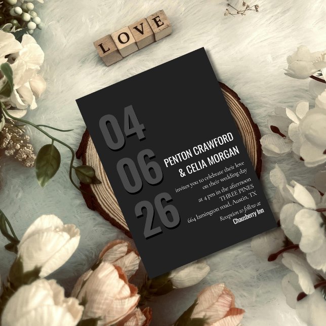 Convites Blackout Date - Minimalist Wedding Invitation (Criador carregado)