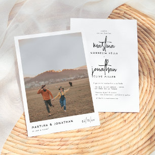 Convites Blanco y Negro Invitación de Boda Sencilla