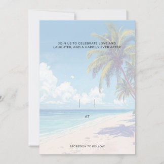 Convites Blank Seaside Summer Blue Elegant Pretty Wedding