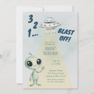 Convites Blast Off Alien Boys Third Birthday