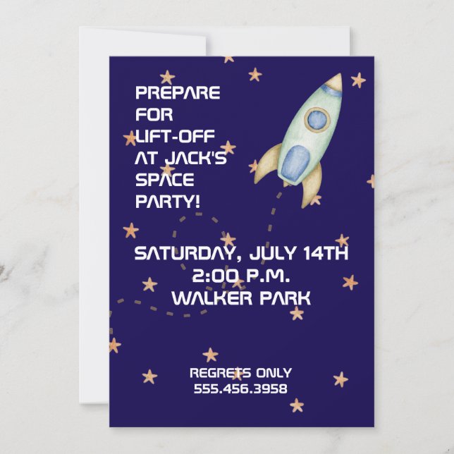 Convites Blast Off Birthday Invitation (Frente)