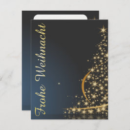 Convites Blaues Weihnachtsmočimit goldenem Weihnachtsbaum