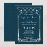 Bling Excelente Gatsby Dourado Blue Art Deco Casam