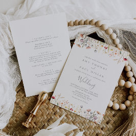 Convites Blissful Boho Wildflower Front & Back Wedding