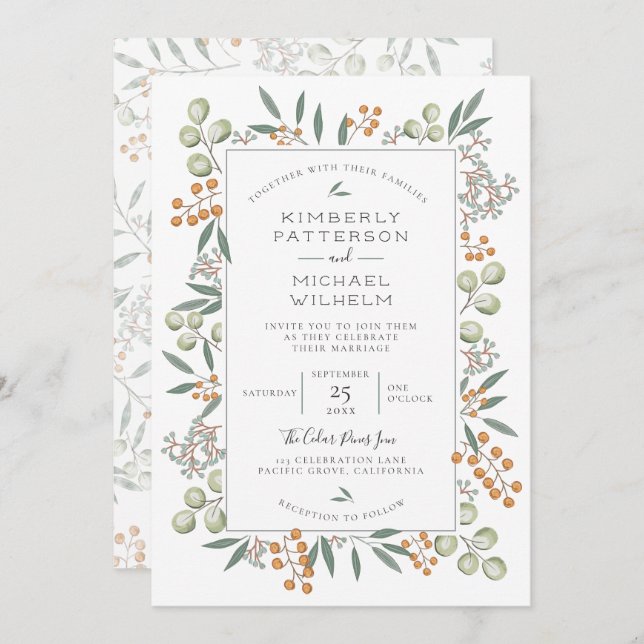 Convites Blissful Bounty Botanical Wedding Suite (Frente/Verso)