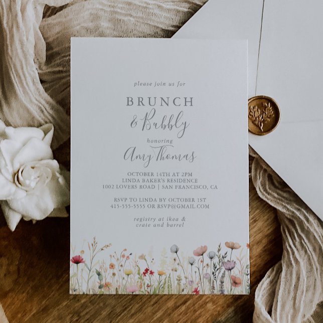 Convites Blissful Wildflower Brunch Bubbly Bridal Shower (Criador carregado)