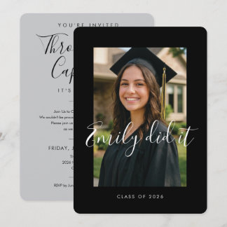 Convites BLK & GRAY 2026 | Graduation Invite with Photo