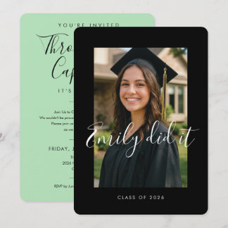 Convites BLK & GREEN 2026 | Graduation Invite with Photo