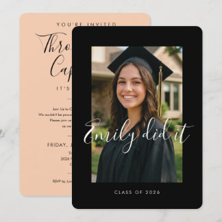 Convites BLK & ORANGE 2026 | Graduation Invite with Photo