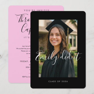 Convites BLK & PINK 2026 | Graduation Invite with Photo
