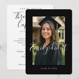 Convites BLK & WHT 2026 | Graduation Invite with Photo