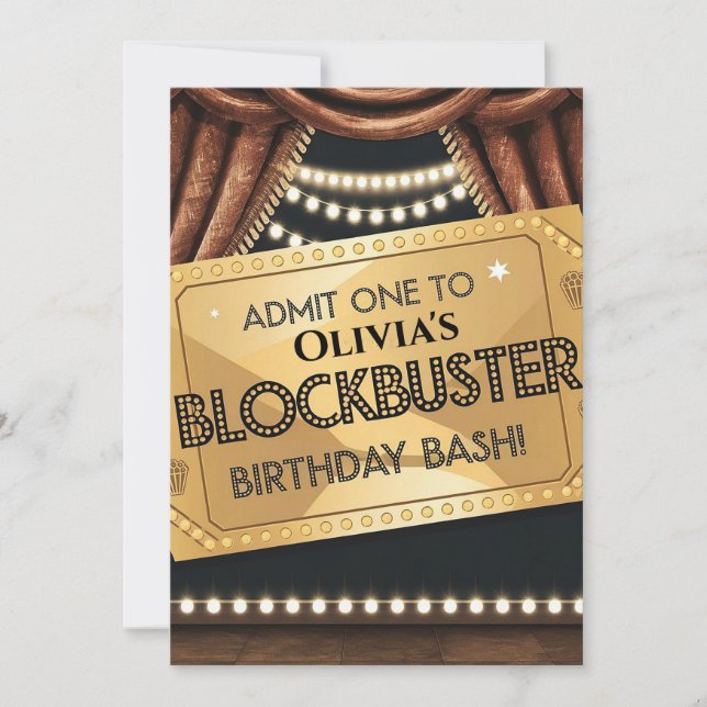 Convites Blockbuster - Design de Aniversário Pensado Em Fil (Frente)