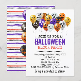 Convites Bloco de bairro de balões de Halloween