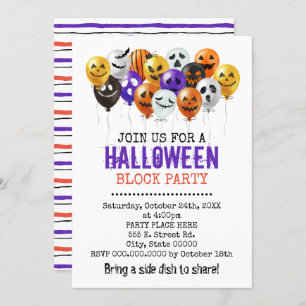 Convites Bloco de bairro de balões de Halloween