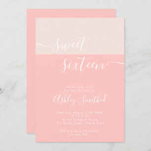 Convites Bloco de cor moderno blush geométrico doce 16
