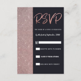 Convites Bloco de Cor Rosa Dourado Brilho Marinho RSVP