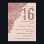Convites Bloco de cores brilhante Dourado com Rosa de pince<br><div class="desc">Este glamouroso e chic Sweet 16 convite é o design perfeito para um evento brilhante e moderno. Sua design é composta por uma elegante e moderna sequência brilhante de rosa dourado esparso, um bloco de cores artístico cortado em cima de um simples fundo rosa pincelado. A tipografia personalizada de pincelada...</div>