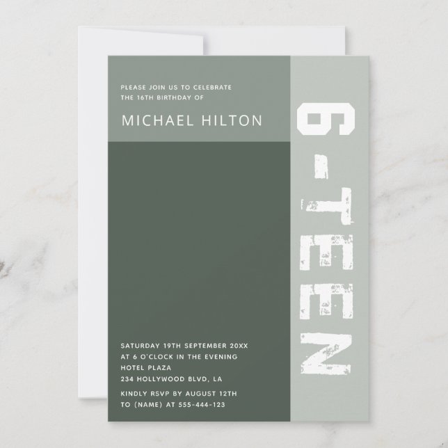 Convites Bloco de cores elegante verde doce dezesseis (Frente)