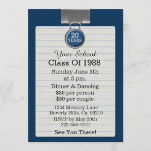 Convites Bloco de Notas com Clipe de Metal Azul Reunião de 