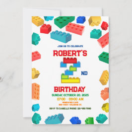 Convites Blocos de construção de segundo Aniversário, festa