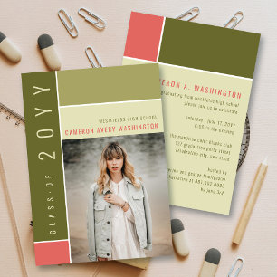 Convites Blocos de Cor Mondrian Mod Foto Festa de Formatura