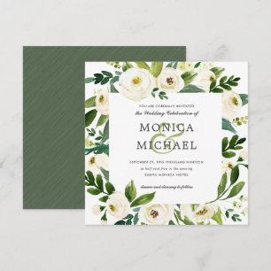 Convites Blogue Branco Casamento Botânico Floral