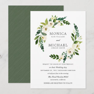 Convites Blogue Branco Casamento de Floral Wreath
