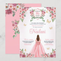 Blogues cor-de-rosa Borboleta Dourada Quinceanera 