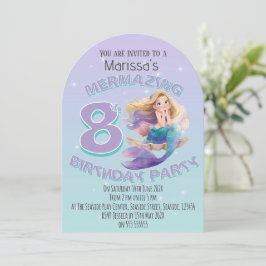 Convites Blonde Mermaid Age Birthday Party Invitation