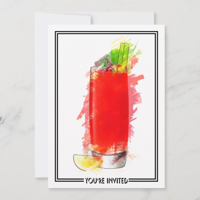 Convites Bloody Mary Cocktail Marker Sketch Você é Convidad (Frente)