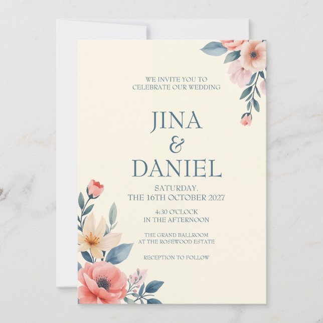 Convites Bloom Blushing (Frente)