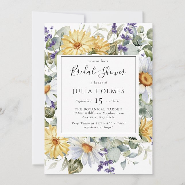 Convites Bloom Wildflower | Meadow Floral | CHÁ DE PANELA I (Frente)