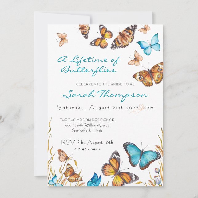 Convites Blooming Butterflies Always Butterflies Bridal  (Frente)