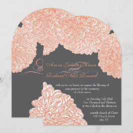 Convites Blooming Dahlia Peach Coral Wedding