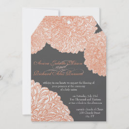 Convites Blooming Dahlia Peach Coral Wedding