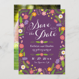 Convites Blooming Floral Frame Rustic Foto Salva a Data