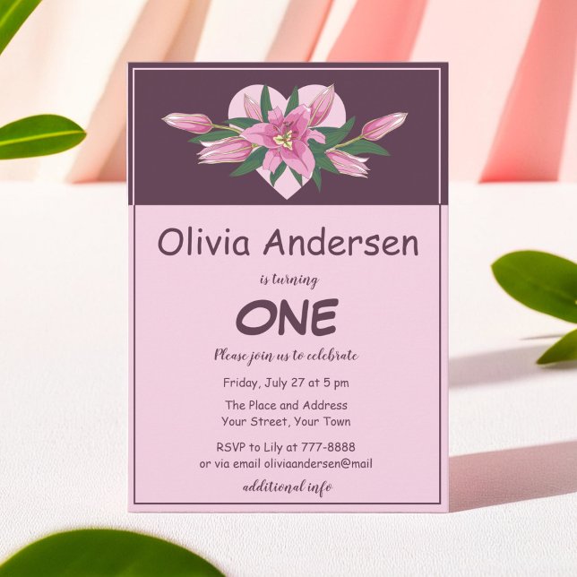 Convites Blooming Lily Elegant Aniversário (Blooming Lily Elegant Birthday Invitation)